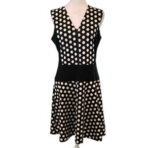 Michael Kors Black and White Polka Dot Sleeveless Fit & Flare Mini Dress size 10
